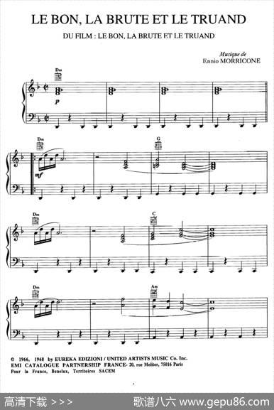 电影配乐大师莫瑞康最佳20首钢琴谱（BestofEnnioMorricone·20）|莫瑞康（EnnioMorricone）