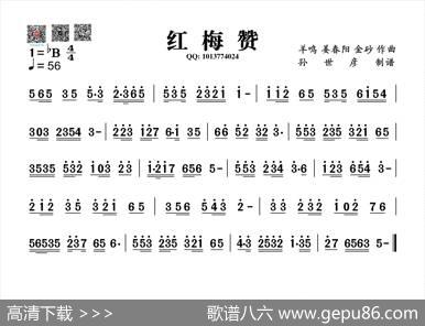 红梅赞（葫芦丝旋律谱）