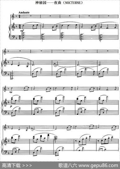 神秘园——夜曲（NOCTURNE、小提琴+钢琴伴奏）