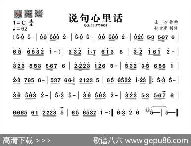 说句心里话（葫芦丝旋律谱）|士心