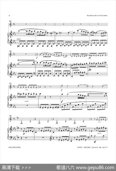 奏鸣曲Op.304（中音萨克斯+钢琴伴奏）|莫扎特