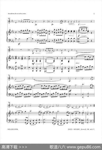 奏鸣曲Op.304（中音萨克斯+钢琴伴奏）|莫扎特