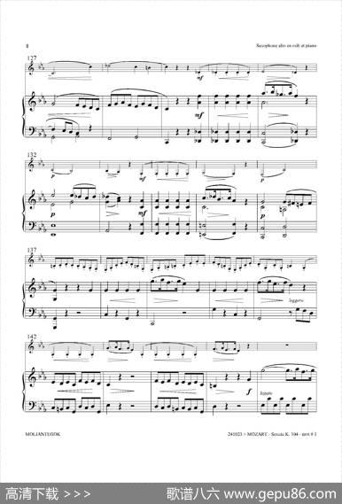 奏鸣曲Op.304（中音萨克斯+钢琴伴奏）|莫扎特