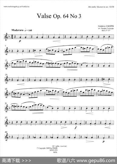 降A大调圆舞曲Op.64No.3（四重奏中音萨克斯分谱）|肖邦