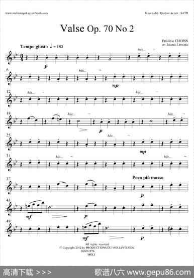 f小调圆舞曲Op.70No.2（四重奏次中音萨克斯分谱）|肖邦