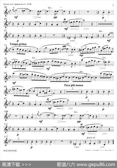 f小调圆舞曲Op.70No.2（四重奏高音萨克斯分谱）|肖邦