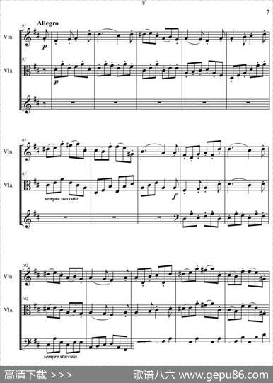 Serenate（StringTrio）（D大调弦乐三重奏Op.8,V）|贝多芬