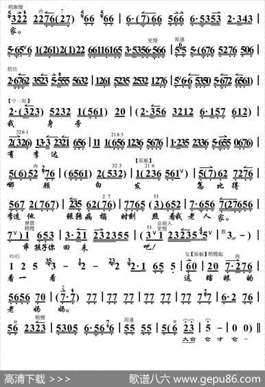 大不该儿打伤人把大祸闯下（《李逵探母》选段、琴谱、恒流星制谱版）