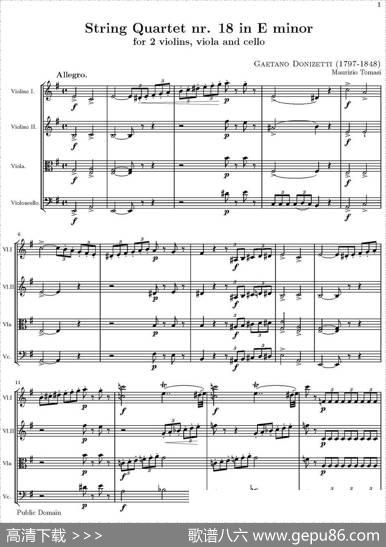 StringQuartetnr.18inEminor（E小调弦乐四重奏、P1-15）|托马西