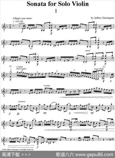 SonataforSoloviolin（小提琴奏鸣曲、I）|哈林顿