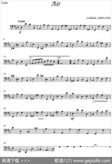 Air（大提琴分谱）|J.S.Bach