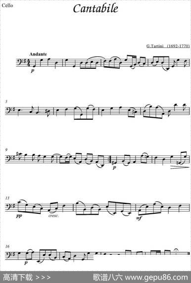 Cantabile（大提琴分谱）|G.Tartini