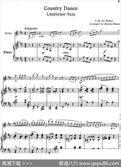 CountryDance（小提琴+钢琴伴奏）|C.M.vonWeber曲MischaElman改编