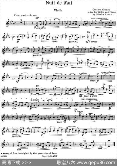 NuitdeMai|GustaveMichiels曲MischaElman改编
