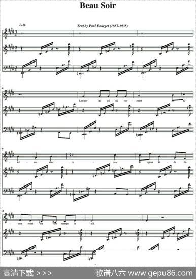 BeauSoir（美丽的夜晚、小提琴+钢琴伴奏）|Debussy（德彪西）