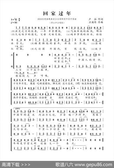 回家过年（卢泓词方满琴曲）（合唱版） - 卢泓|方满琴