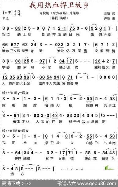我用热血捍卫故乡（电视剧《东方战场》片尾歌） - 田地|许明