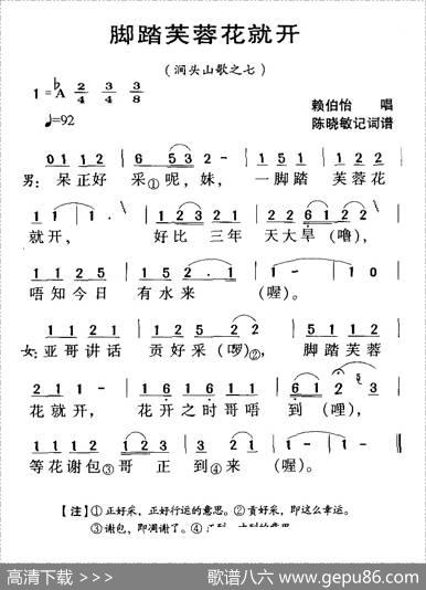 河源民歌：脚踏芙蓉花就开