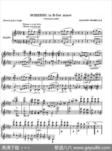 ScherzoineflatMinOp·4（降e小调谐谑曲）|约翰内斯·勃拉姆斯