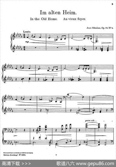 4LyricPiecesOp·74（4首抒情小品·4）|简·西贝柳斯