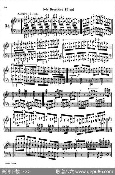 SchooloftheVirtuosoOp.365（60首钢琴高级练习曲·34）|卡尔·车尔尼