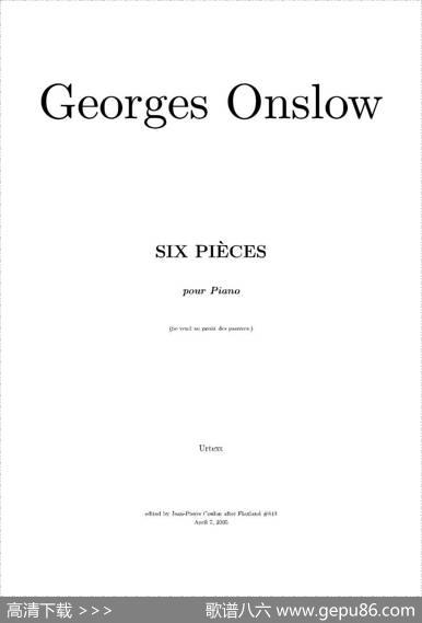 SixPieces（6首钢琴小品·Ⅳ）|乔治·翁斯洛