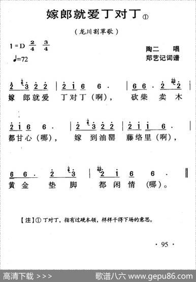 河源民歌：嫁郎就爱丁对丁