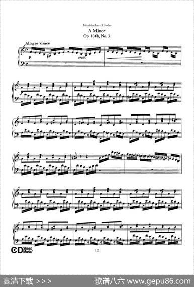3EtudesOp.104b（3首练习曲·3）|[德]巴托尔迪·门德尔松