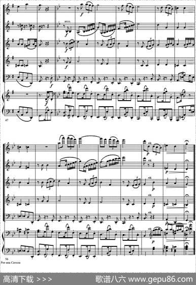 PorUnaCabeza一步之遥（弦乐五重奏+钢琴伴奏总谱）|CarlosGardel