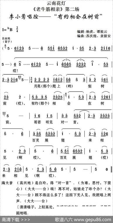 [云南花灯]《老牛筋相亲》第二场：李小莺唱腔——“有约相会在树前” - 杨虎、谭祖云编剧|苏庆煌、袁留安编曲