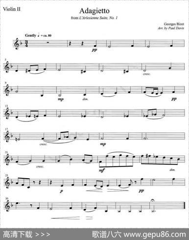 Adagietto（第2小提、中提、大提琴谱）|BIZET（比捷）