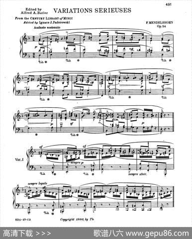 VariationsSerieusesOp.54（d小调庄严变奏曲）|门德尔松