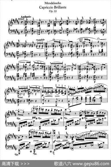CapriccioBrillanteinBMajorOp.22（B大调华丽随想曲·钢琴独奏）|门德尔松