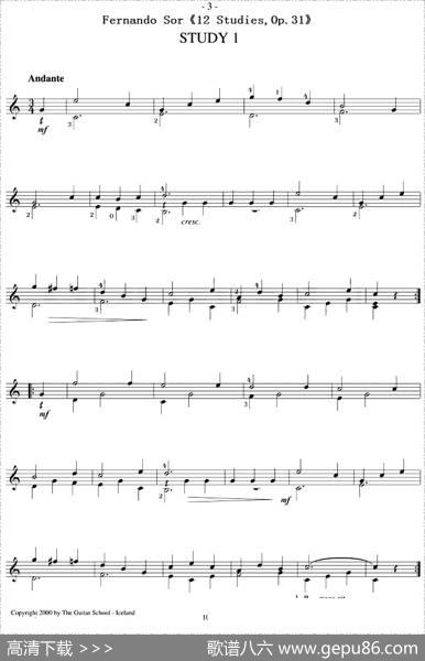 FernandoSor《12Studies,Op.31》(STUDY1)