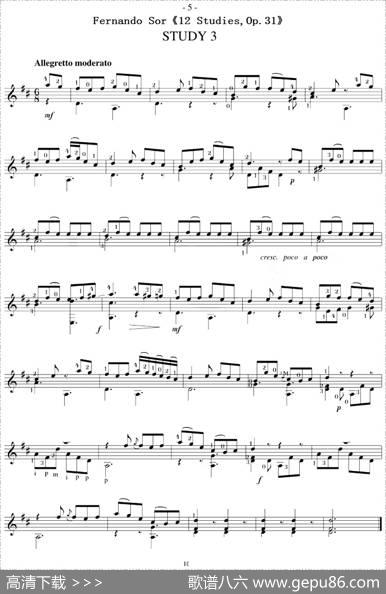 FernandoSor《12Studies,Op.31》（STUDY3）