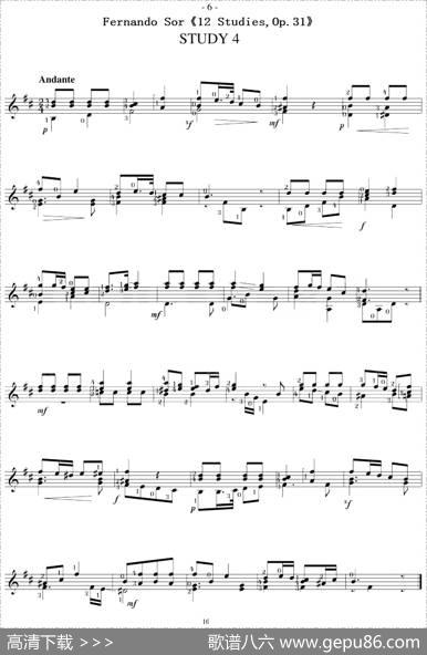 FernandoSor《12Studies,Op.31》（STUDY4）