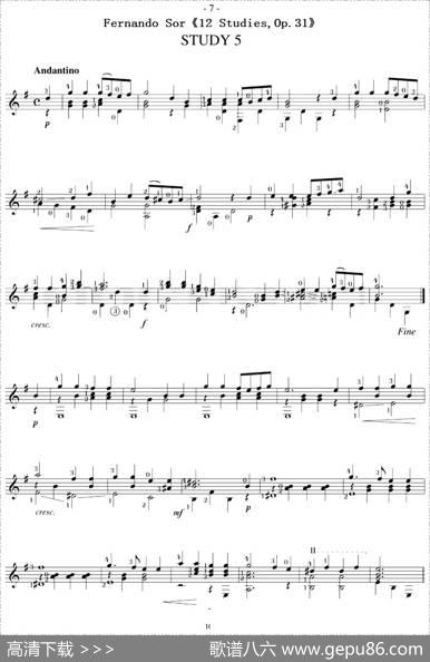 FernandoSor《12Studies,Op.31》（STUDY5）