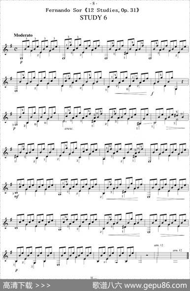 FernandoSor《12Studies,Op.31》（STUDY6）