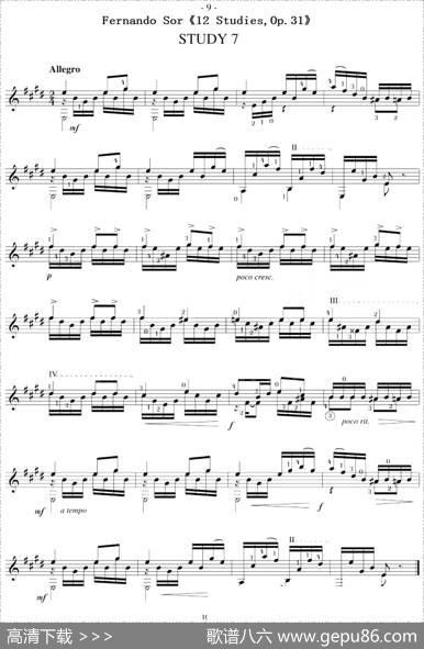 FernandoSor《12Studies,Op.31》（STUDY7）