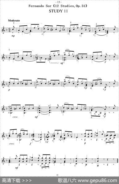FernandoSor《12Studies,Op.31》（STUDY11）