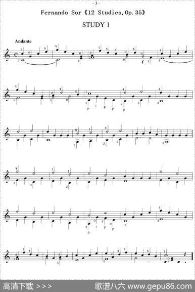 FernandoSor《12Studies,Op.35》（STUDY1）
