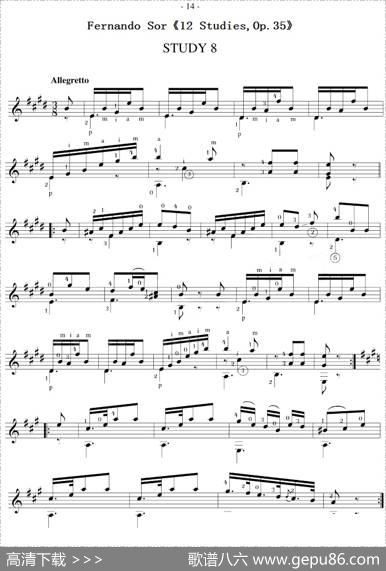 FernandoSor《12Studies,Op.35》（STUDY8）