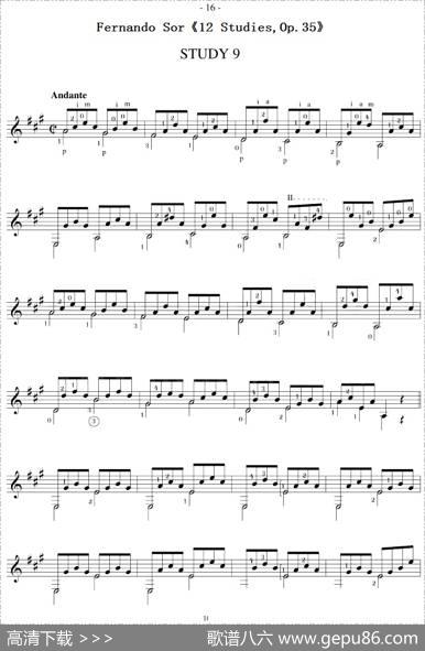 FernandoSor《12Studies,Op.35》（STUDY9）