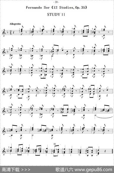 FernandoSor《12Studies,Op.35》（STUDY11）