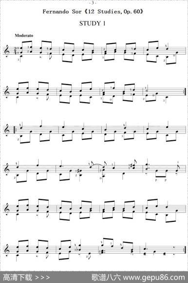 FernandoSor《12Studies,Op.60》（STUDY1）