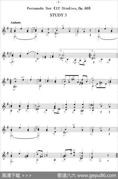 FernandoSor《12Studies,Op.60》（STUDY3）