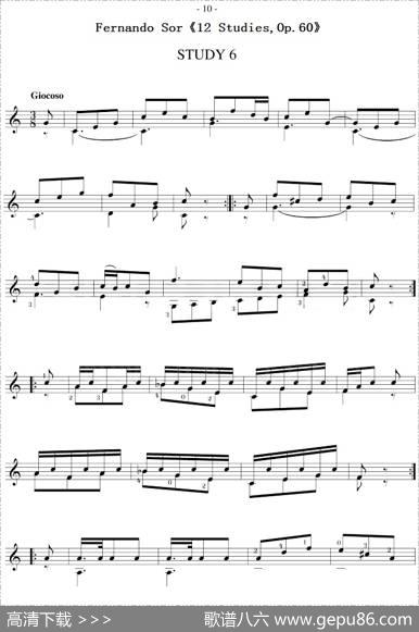 FernandoSor《12Studies,Op.60》（STUDY6）