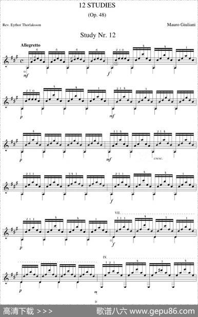 MauroGiuliani《12Studies,Op.48》（STUDY12）