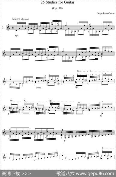 NapoleonCoste《25Studies,Op.38》（STUDY5）