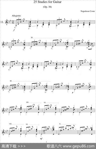 NapoleonCoste《25Studies,Op.38》（STUDY11）
